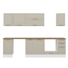 Alvinka 295X210 Cm Klasik Mebran Mutfak Dolabı M-E90S45S40-2 Mebran | Kumtaşı - Suntalam