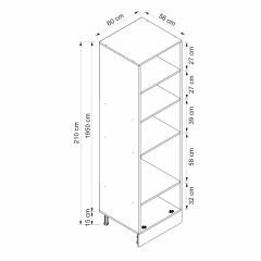 Alvinka Mutfak Modül Mbr_C 60-H210Cm Boy Ankastre Dolabı Antrasit - Mdf