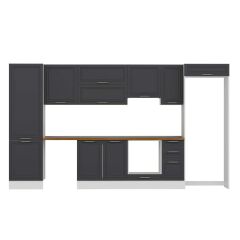 Alvinka 380X222 Cm Klasik Mebran Mutfak Dolabı Mbb-E80B60S40-1 Mebran | Antrasit - Suntalam