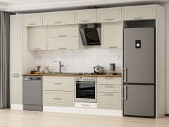 Alvinka 380X240 Cm Klasik Mebran Mutfak Dolabı Mbb-E80B40S60-2 Mebran | Kumtaşı - Mdf