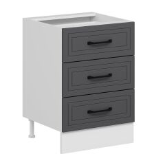 Alvinka Mutfak Modül Mbr_A Alt 3Ç Nray 60Cm Dolap Beyaz Antrasit Mdf