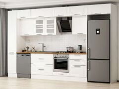 Alvinka 380X240 Cm Klasik Mebran Mutfak Dolabı Mbb-E80B40S60-3 Mebran | Beyaz - Suntalam