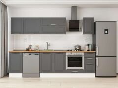 Alvinka 295X210 Cm Klasik Mebran Mutfak Dolabı M-E90S45S40-2 Mebran | Antrasit - Mdf