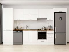 Alvinka 380X222 Cm Klasik Mebran Mutfak Dolabı Mbb-E80B60S40-1 Mebran | Beyaz - Mdf