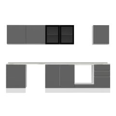 Alvinka 320X210 Cm High Gloss Mutfak Dolabı M-E90S60S50-3 High Gloss | Antrasit - Mdf