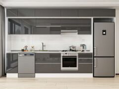 Alvinka 370X240 Cm High Gloss Mutfak Dolabı Mb-E80S40S50-1 High Gloss | Antrasit - Mdf