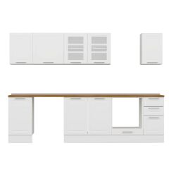 Alvinka 295X210 Cm Klasik Mebran Mutfak Dolabı M-E90S45S40-3 Mebran | Beyaz - Suntalam