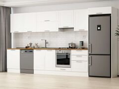 Alvinka 400X222 Cm Klasik Mebran Mutfak Dolabı Beyaz Beyaz Mb-E80S60S60-1