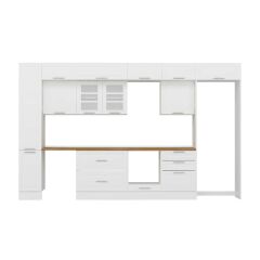 Alvinka 380X240 Cm Klasik Mebran Mutfak Dolabı Mbb-E80B40S60-3 Mebran | Beyaz - Mdf