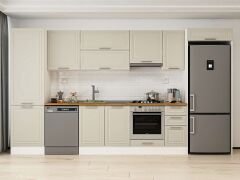 Alvinka 380X222 Cm Klasik Mebran Mutfak Dolabı Mbb-E80B60S40-1 Mebran | Kumtaşı - Mdf