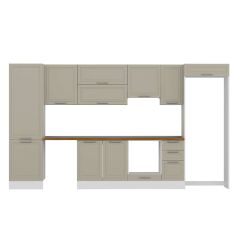 Alvinka 380X222 Cm Klasik Mebran Mutfak Dolabı Mbb-E80B60S40-1 Mebran | Kumtaşı - Mdf