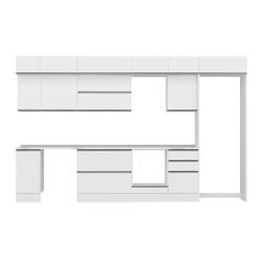 Alvinka 370X240 Cm High Gloss Mutfak Dolabı Mb-E80S40S50-2 High Gloss | Beyaz - Mdf