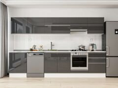 Alvinka 330X210 Cm High Gloss Mutfak Dolabı M-E90S60S60-1 High Gloss | Antrasit - Suntalam