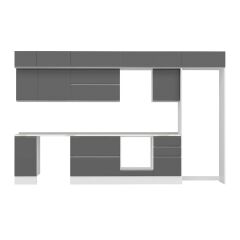 Alvinka 370X240 Cm High Gloss Mutfak Dolabı Mb-E80S40S50-2 High Gloss | Antrasit - Suntalam