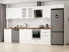 Alvinka 400X222 Cm Klasik Mebran Mutfak Dolabı Beyaz Beyaz Mb-E80S60S60-3