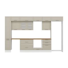 Alvinka 380X240 Cm Klasik Mebran Mutfak Dolabı Mbb-E80B40S60-3 Mebran | Kumtaşı - Mdf