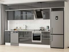 Alvinka 370X240 Cm High Gloss Mutfak Dolabı Mb-E80S40S50-2 High Gloss | Antrasit - Mdf