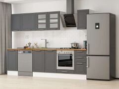 Alvinka 295X210 Cm Klasik Mebran Mutfak Dolabı M-E90S45S40-3 Mebran | Antrasit - Mdf