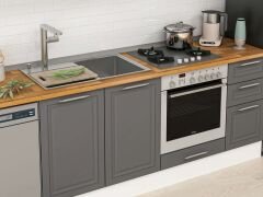 Alvinka 295X210 Cm Klasik Mebran Mutfak Dolabı M-E90S45S40-3 Mebran | Antrasit - Mdf