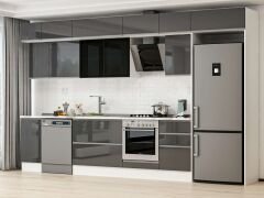 Alvinka 370X240 Cm High Gloss Mutfak Dolabı Mb-E80S40S50-3 High Gloss | Antrasit - Suntalam