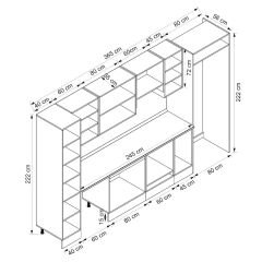 Alvinka 365X222 Cm Klasik Mebran Mutfak Dolabı Beyaz Beyaz Mbb-E80B40S45-1