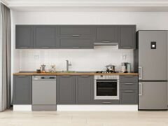 Alvinka 300X210 Cm Klasik Mebran Mutfak Dolabı M-E90S45S45-1 Mebran | Antrasit - Suntalam