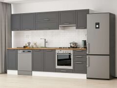 Alvinka 300X210 Cm Klasik Mebran Mutfak Dolabı M-E90S45S45-1 Mebran | Antrasit - Suntalam