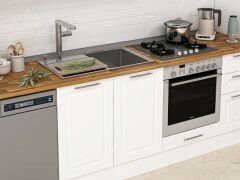 Alvinka 380X222 Cm Klasik Mebran Mutfak Dolabı Mbb-E80B60S40-3 Mebran | Beyaz - Suntalam