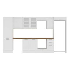 Alvinka 380X222 Cm Klasik Mebran Mutfak Dolabı Mbb-E80B60S40-3 Mebran | Beyaz - Suntalam