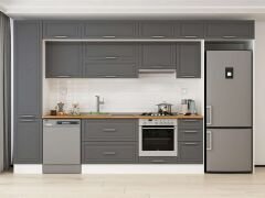 Alvinka 365X240 Cm Klasik Mebran Mutfak Dolabı Mbb-E80B45S40-1 Mebran | Antrasit - Mdf