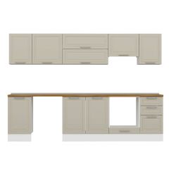 Alvinka 300X210 Cm Klasik Mebran Mutfak Dolabı M-E90S45S45-1 Mebran | Kumtaşı - Suntalam