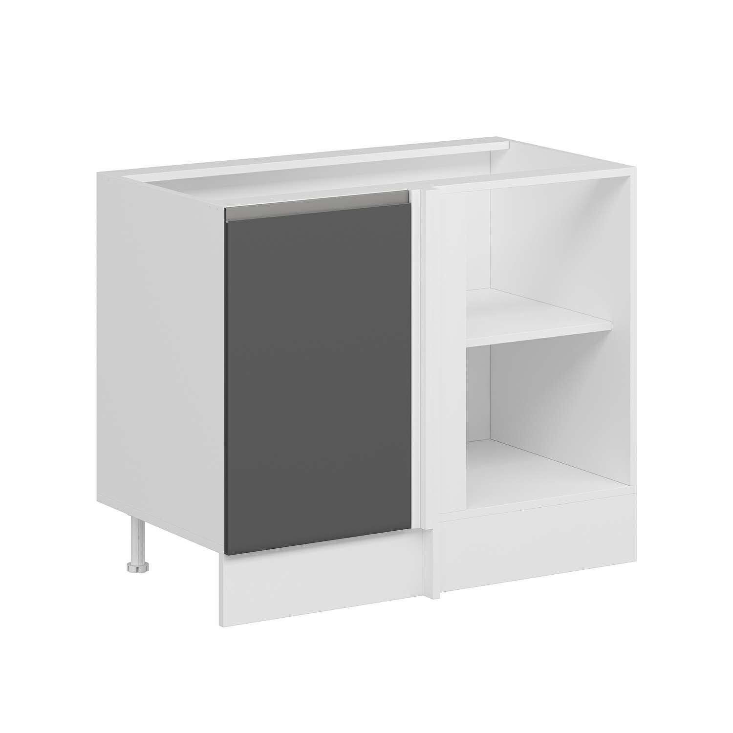 Alvinka Mutfak Modül Hg_J Alt 1K1R 105Cm Köşe Dolap Beyaz Antrasit Mdf