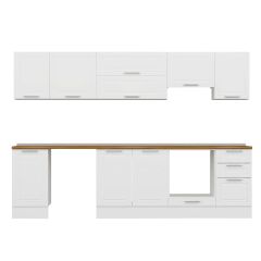 Alvinka 300X210 Cm Klasik Mebran Mutfak Dolabı M-E90S45S45-1 Mebran | Beyaz - Mdf