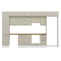 Alvinka 365X240 Cm Klasik Mebran Mutfak Dolabı Mbb-E80B45S40-1 Mebran | Kumtaşı - Mdf