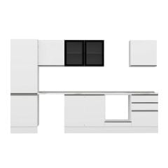 Alvinka 330X210 Cm High Gloss Mutfak Dolabı M-E90S60S60-3 High Gloss | Beyaz - Mdf