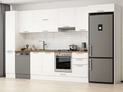 Alvinka 370X222 Cm Klasik Mebran Mutfak Dolabı Beyaz Beyaz Mbb-E80B40S50-1