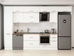 Alvinka 365X240 Cm Klasik Mebran Mutfak Dolabı Mbb-E80B45S40-2 Mebran | Beyaz - Suntalam