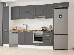 Alvinka 370X222 Cm Klasik Mebran Mutfak Dolabı Beyaz Beyaz Mbb-E80B40S50-1