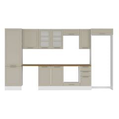 Alvinka 380X222 Cm Klasik Mebran Mutfak Dolabı Mbb-E80B60S40-3 Mebran | Kumtaşı - Suntalam