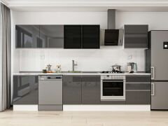 Alvinka 330X210 Cm High Gloss Mutfak Dolabı M-E90S60S60-3 High Gloss | Antrasit - Suntalam