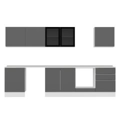 Alvinka 330X210 Cm High Gloss Mutfak Dolabı M-E90S60S60-3 High Gloss | Antrasit - Suntalam