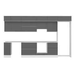 Alvinka 380X240 Cm High Gloss Mutfak Dolabı Mb-E80S40S60-1 High Gloss | Antrasit - Suntalam