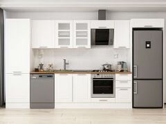 Alvinka 380X222 Cm Klasik Mebran Mutfak Dolabı Mbb-E80B60S40-3 Mebran | Beyaz - Mdf