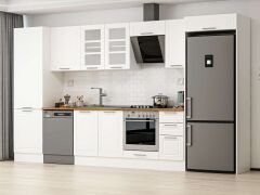 Alvinka 380X222 Cm Klasik Mebran Mutfak Dolabı Mbb-E80B60S40-3 Mebran | Beyaz - Mdf