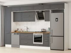 Alvinka 365X240 Cm Klasik Mebran Mutfak Dolabı Mbb-E80B45S40-2 Mebran | Antrasit - Suntalam