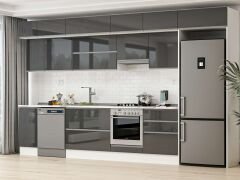 Alvinka 380X240 Cm High Gloss Mutfak Dolabı Mb-E80S40S60-1 High Gloss | Antrasit - Mdf