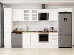 Alvinka 370X222 Cm Klasik Mebran Mutfak Dolabı Beyaz Beyaz Mbb-E80B40S50-3
