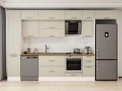 Alvinka 365X240 Cm Klasik Mebran Mutfak Dolabı Mbb-E80B45S40-2 Mebran | Kumtaşı - Suntalam