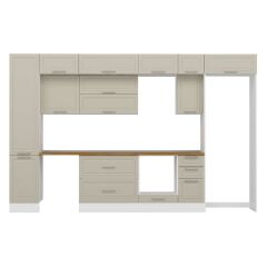 Alvinka 365X240 Cm Klasik Mebran Mutfak Dolabı Mbb-E80B45S40-2 Mebran | Kumtaşı - Suntalam