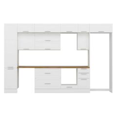 Alvinka 365X240 Cm Klasik Mebran Mutfak Dolabı Mbb-E80B45S40-2 Mebran | Beyaz - Mdf
